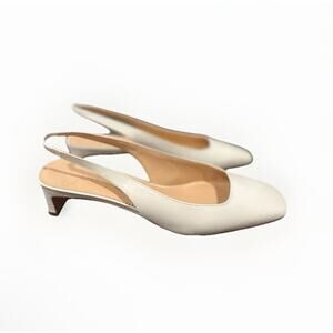 Women’s J.Crew White Sling Back kitten Heels  7.5
